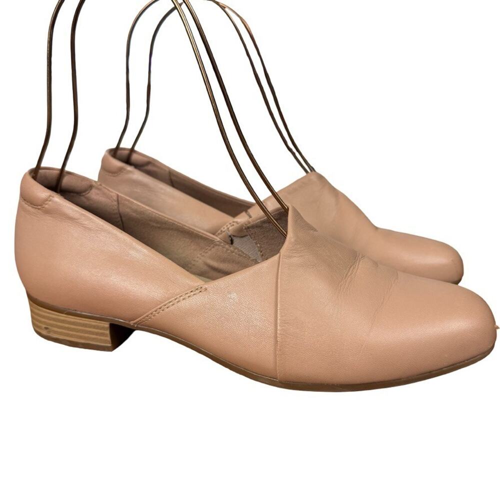 Clarks Juliet Palm Blush Pink Leather Loafers Slip On Block Low Heel Shoes 8.5